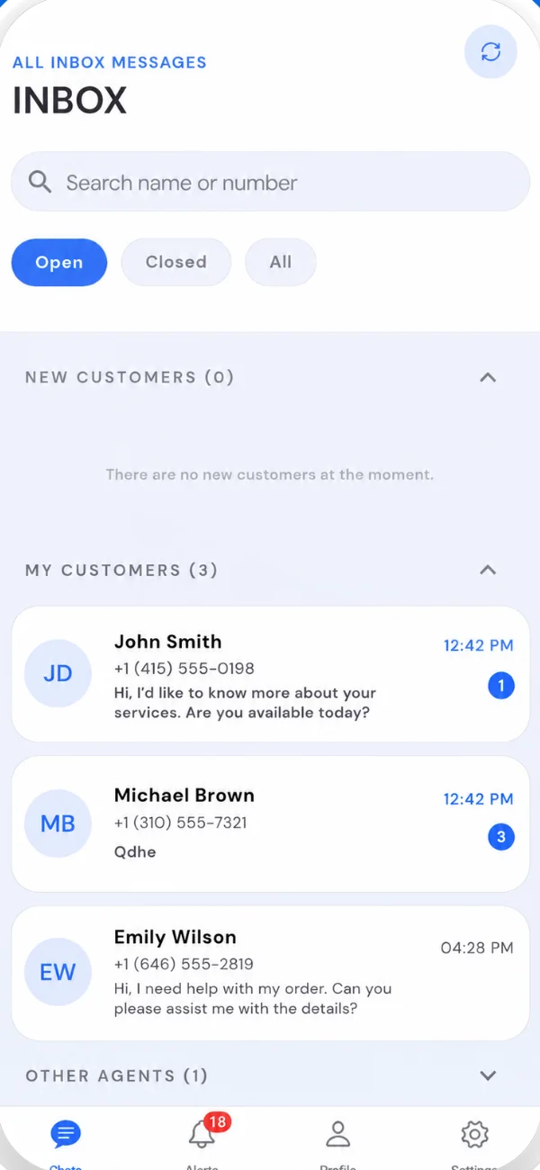 Shared team inbox — assign, reply and close chats