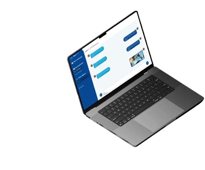 Superior solution showing Wazline messenger chat on laptop with WhatsApp Business API integration